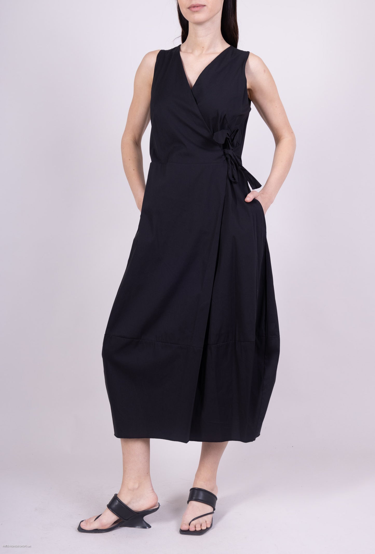Robe Cache Cœur Poches Fonctionnelles Nœud Ajustable Taillé