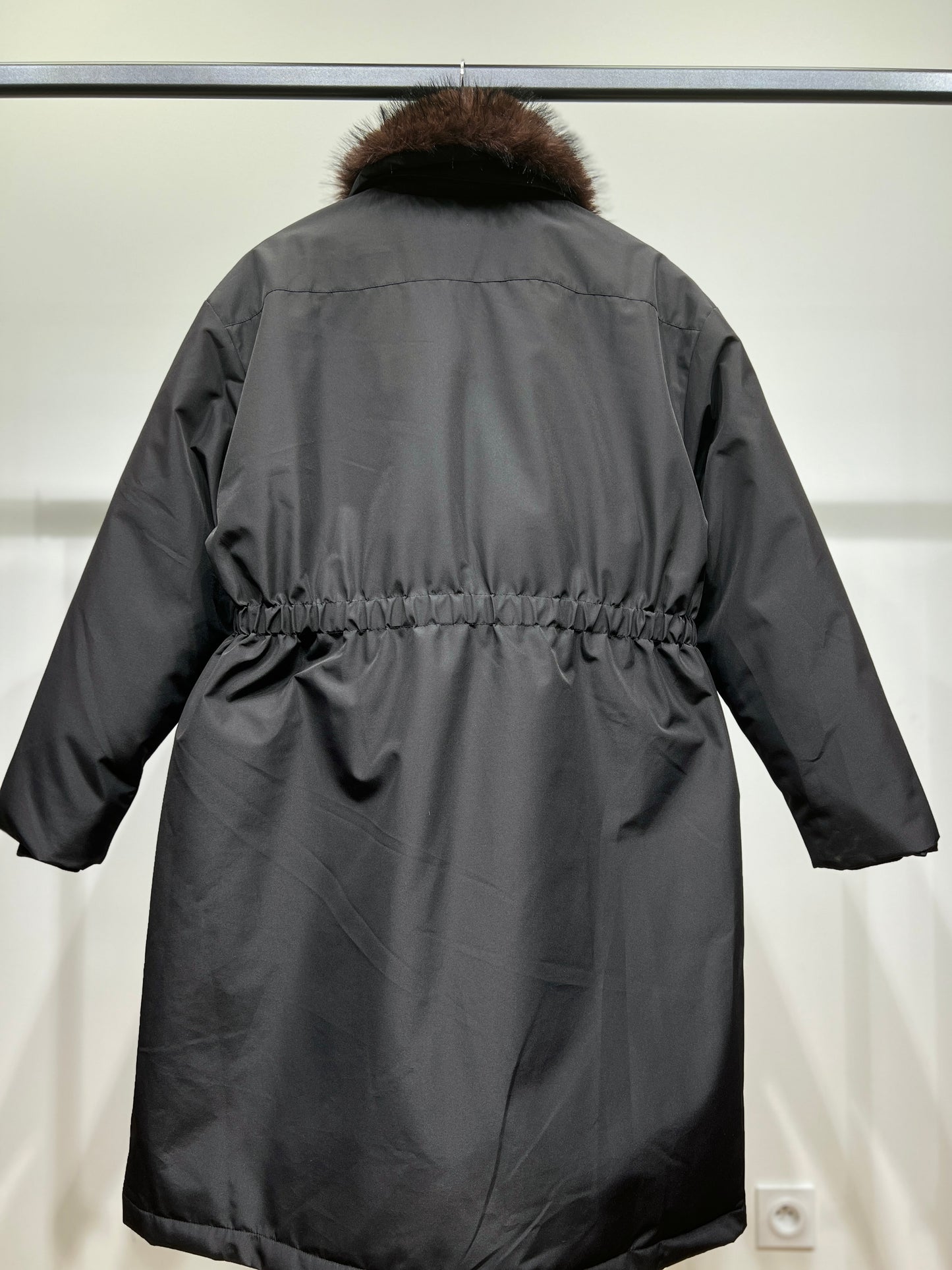 Manteau Large Col Fourrure Poches Larges Doublure Doudoune