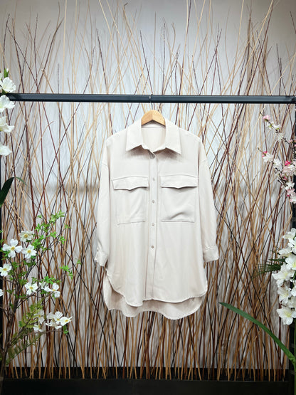 Chemisier Large Polyester Poches Avant Larges