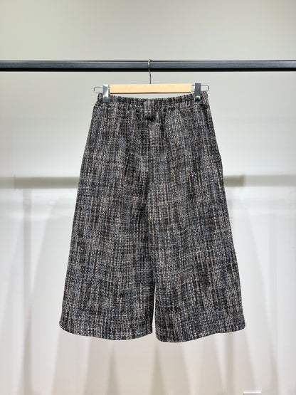 Pantalon Jupe-Culotte Toile Large Chiné Lurex à Passants