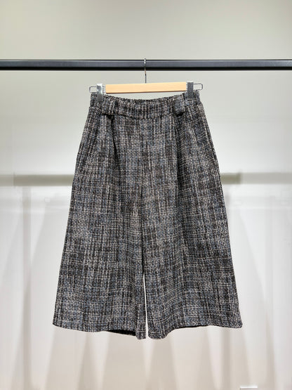 Pantalon Jupe-Culotte Toile Large Chiné Lurex à Passants