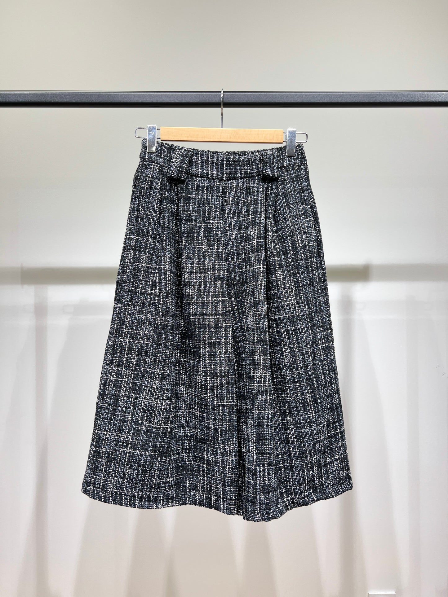 Pantalon Jupe-Culotte Toile Large Chiné Lurex à Passants