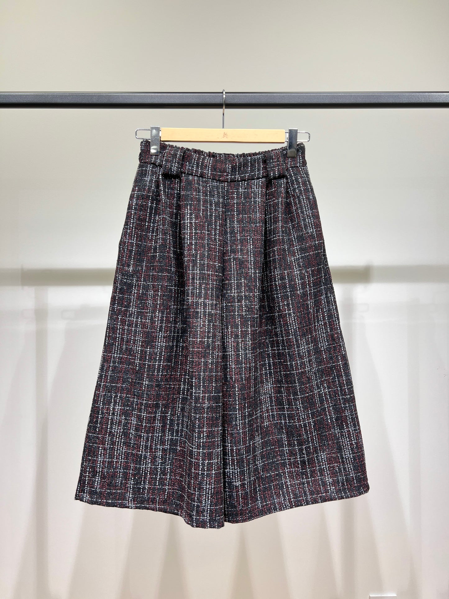 Pantalon Jupe-Culotte Toile Large Chiné Lurex à Passants