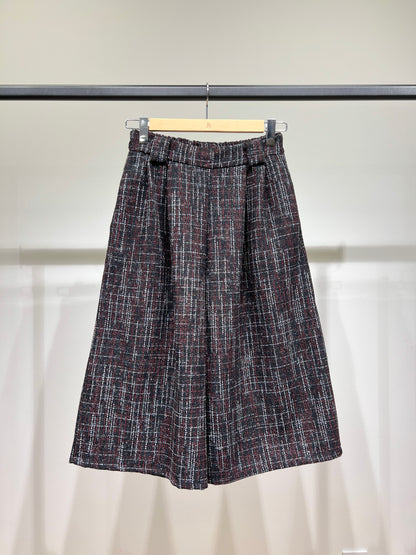 Pantalon Jupe-Culotte Toile Large Chiné Lurex à Passants