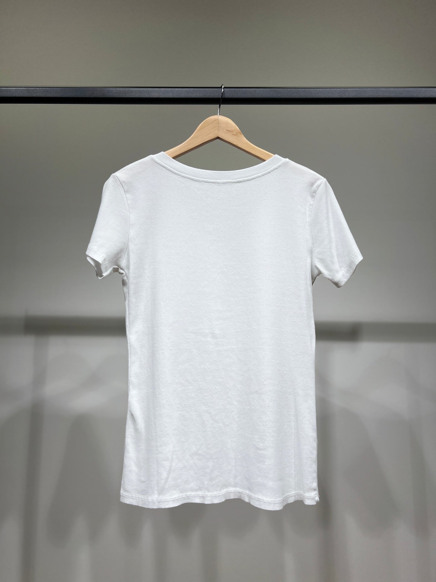 T-Shirt Manche Courte Côtelé Col Tunisien 90% Coton