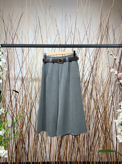 Pantalon-Jupe Coupe Large Droite Rayé Taille Élastique Ceinture