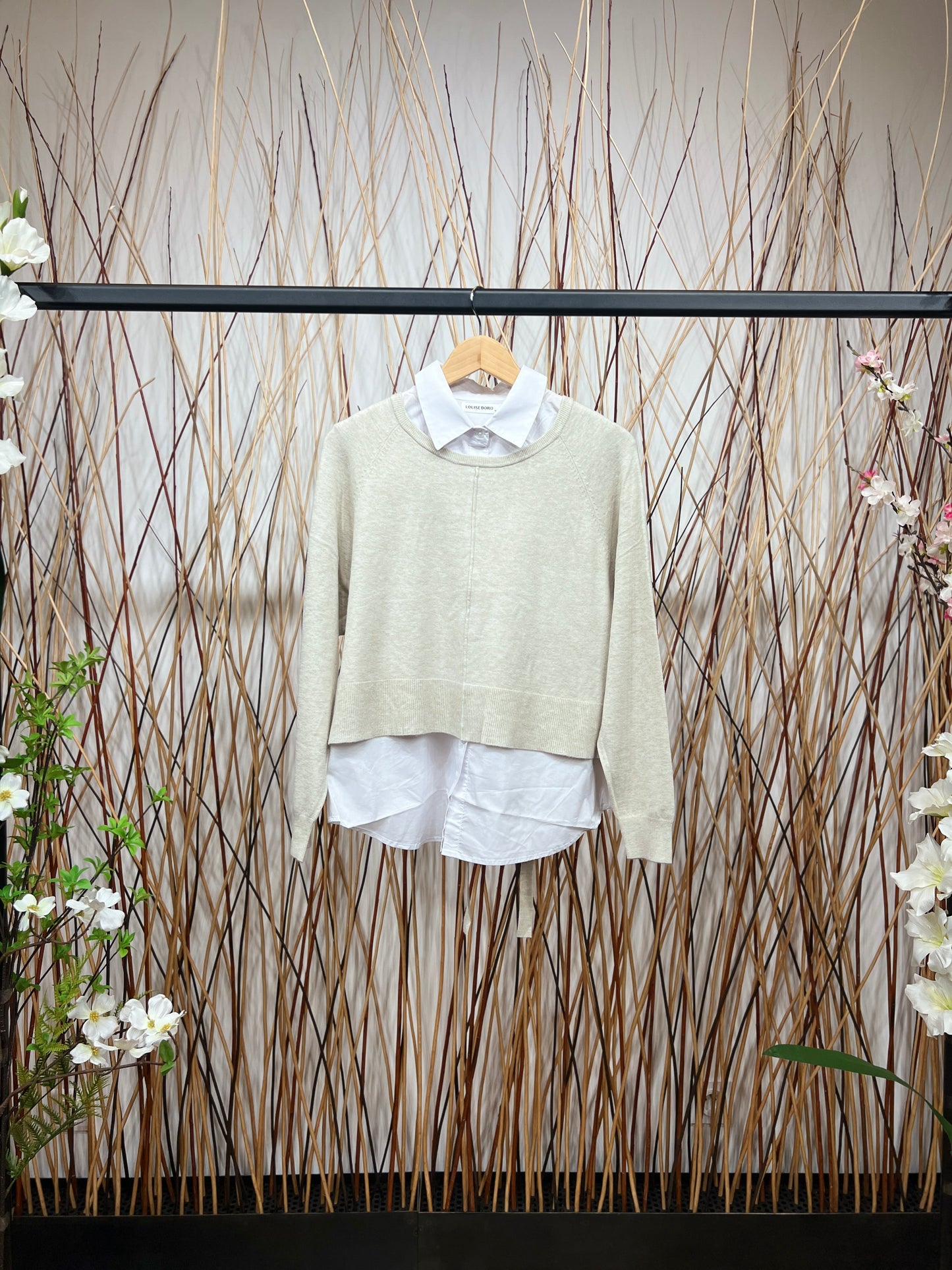 Pull Dos Ouvert Nœud Ajustable Effet Superposé Chemise