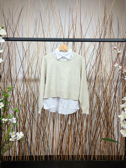 Pull Dos Ouvert Nœud Ajustable Effet Superposé Chemise