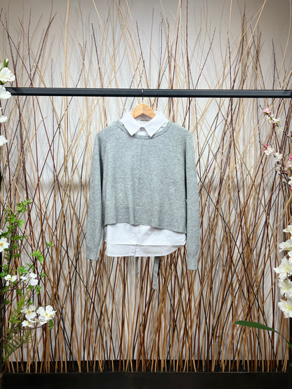 Pull Dos Ouvert Nœud Ajustable Effet Superposé Chemise