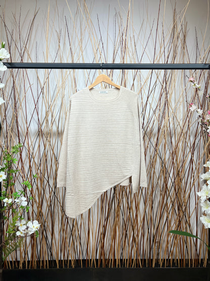 Pull Tunique Coupe Asymétrique Relief Rayures