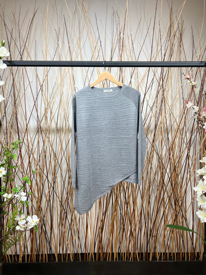 Pull Tunique Coupe Asymétrique Relief Rayures