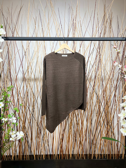 Pull Tunique Coupe Asymétrique Relief Rayures