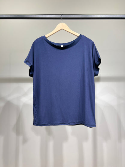 T-Shirt Manche Courte Effet Satiné Encolures Doublés
