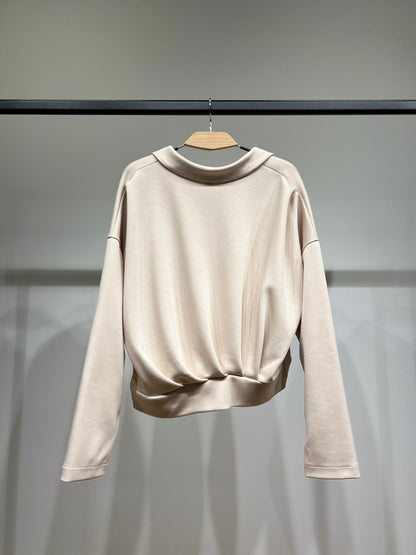 Veste Confort Col Chemise Zippé Cropped Coupe Blousante