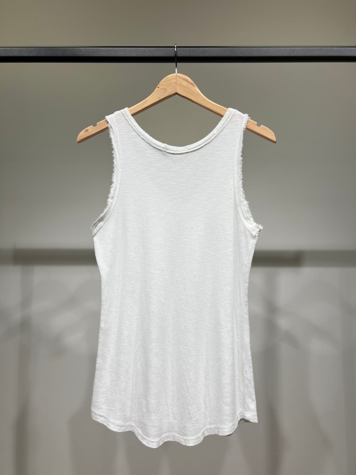 Débardeur Effet Effiloché Col V à Sequins 100% Coton