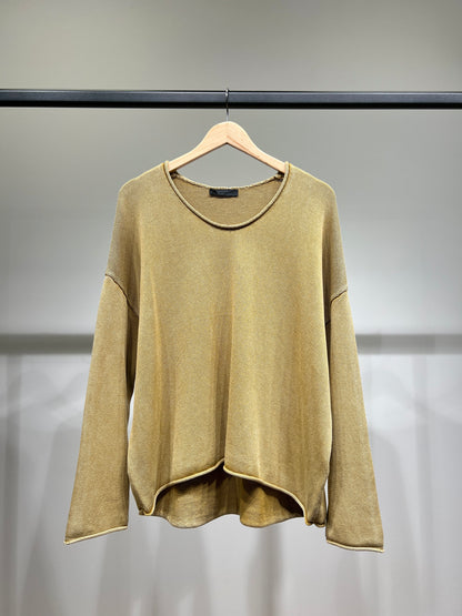 Pull Maille Large Col Rond Shoulder Drop Délavé 100% Coton