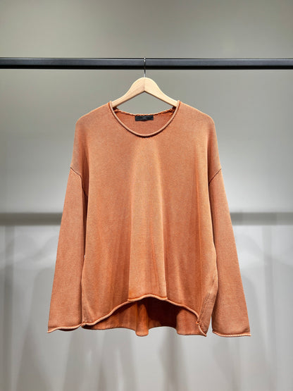 Pull Maille Large Col Rond Shoulder Drop Délavé 100% Coton