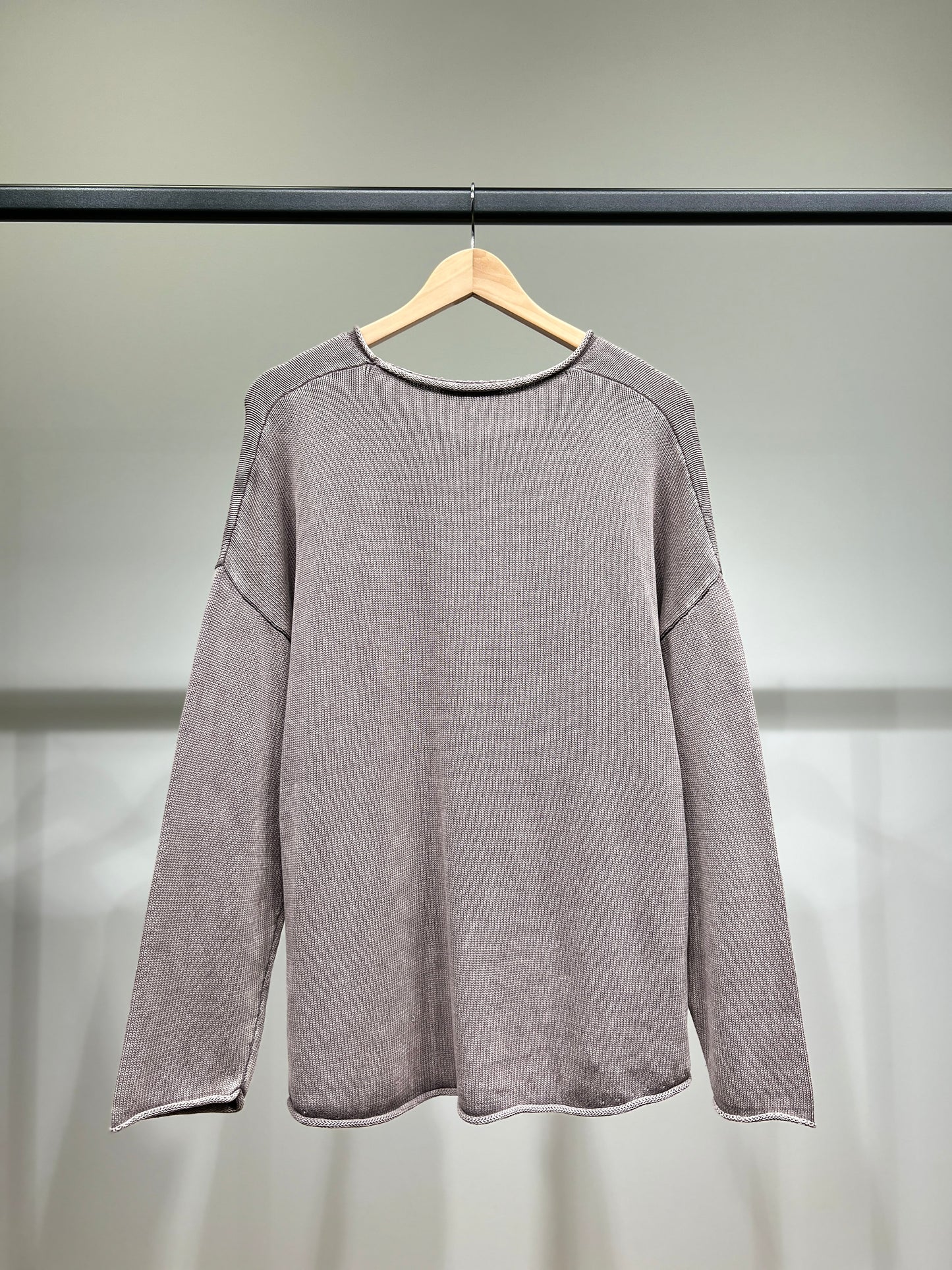 Pull Maille Large Col Rond Shoulder Drop Délavé 100% Coton