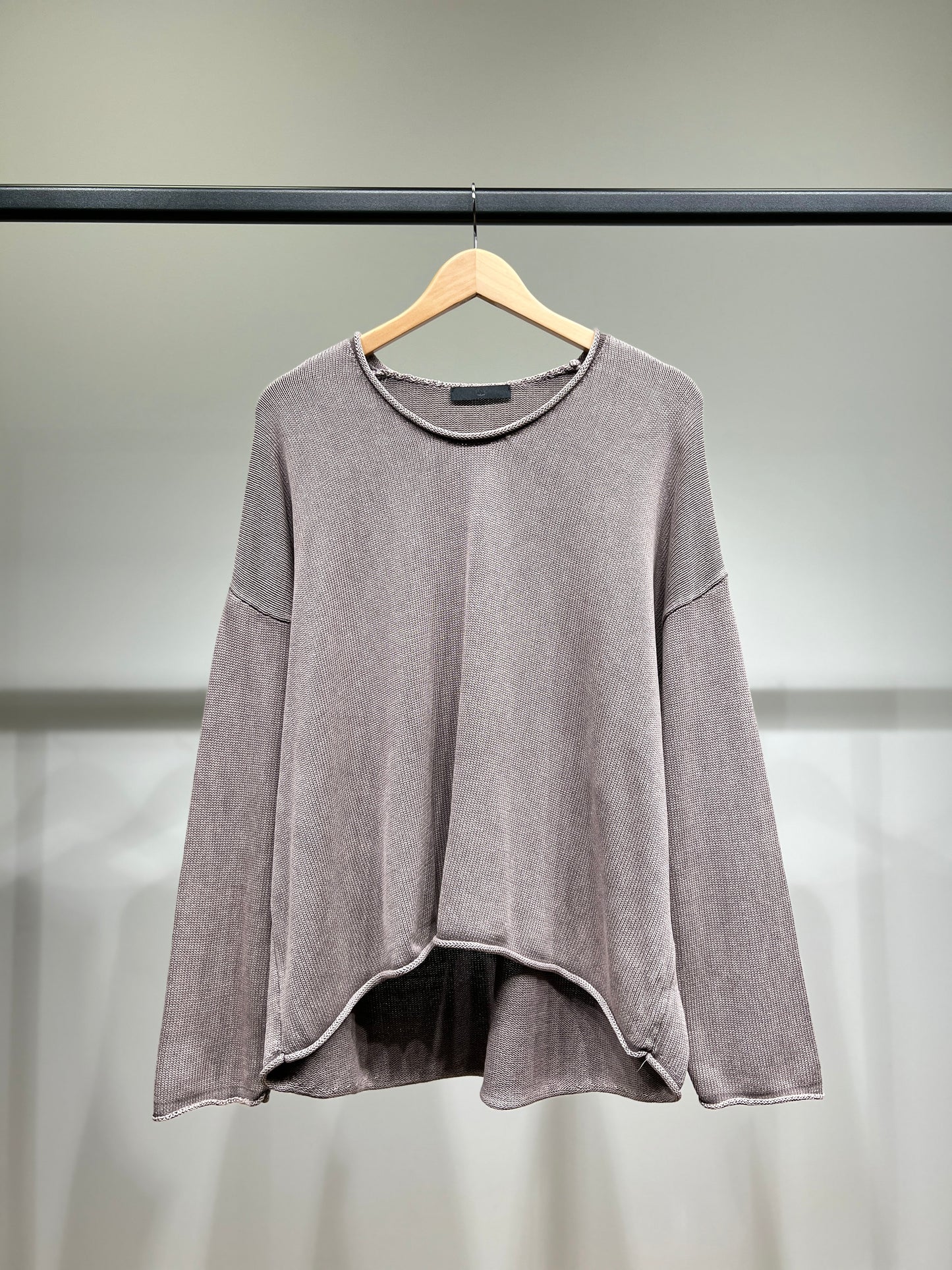 Pull Maille Large Col Rond Shoulder Drop Délavé 100% Coton