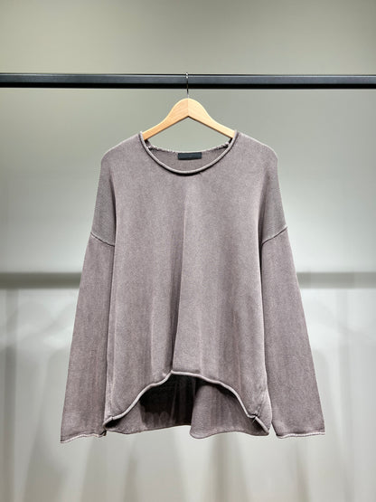 Pull Maille Large Col Rond Shoulder Drop Délavé 100% Coton