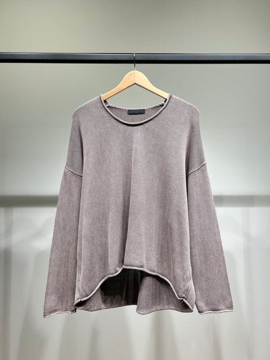 Pull Maille Large Col Rond Shoulder Drop Délavé 100% Coton