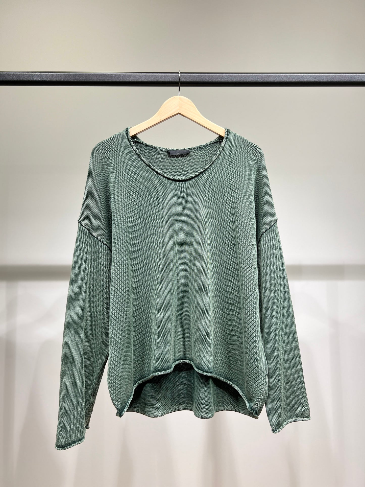 Pull Maille Large Col Rond Shoulder Drop Délavé 100% Coton