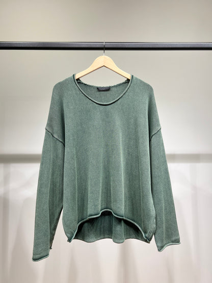 Pull Maille Large Col Rond Shoulder Drop Délavé 100% Coton