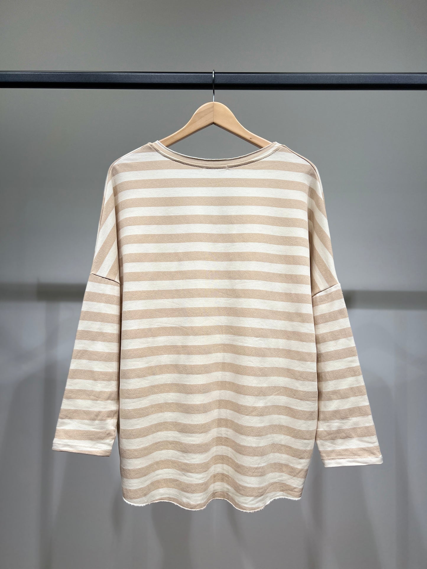 Pull Large Motif Marinière Col V 100% Coton