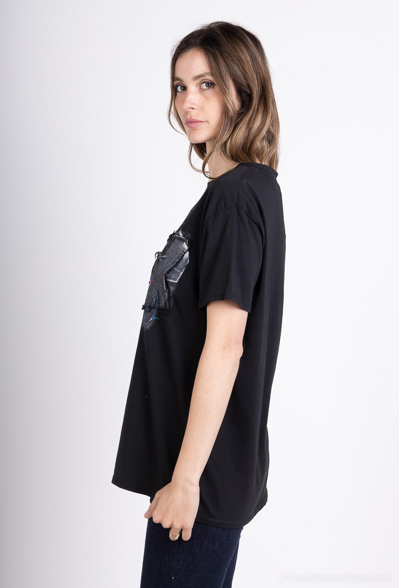 T-Shirt 100% Coton Patch "Rock"