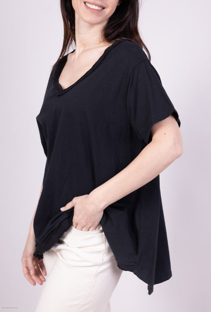 T-Shirt 100% Coton Cœur Brodé Coupe Large