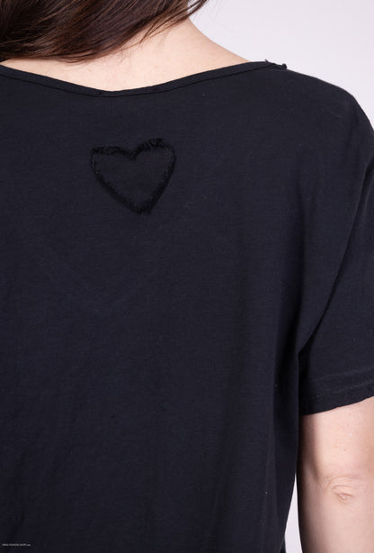 T-Shirt 100% Coton Cœur Brodé Coupe Large
