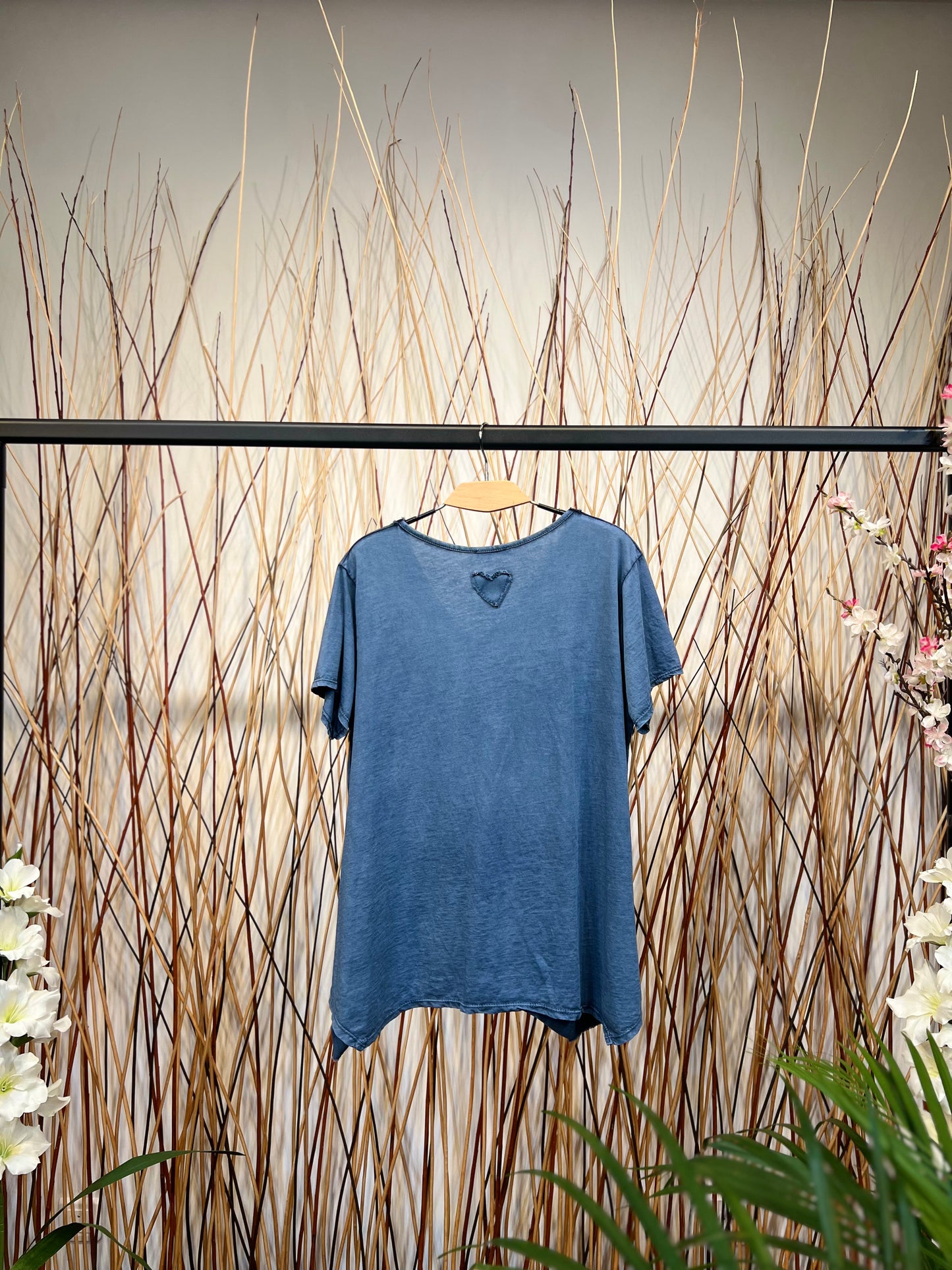 T-Shirt 100% Coton Cœur Brodé Coupe Large
