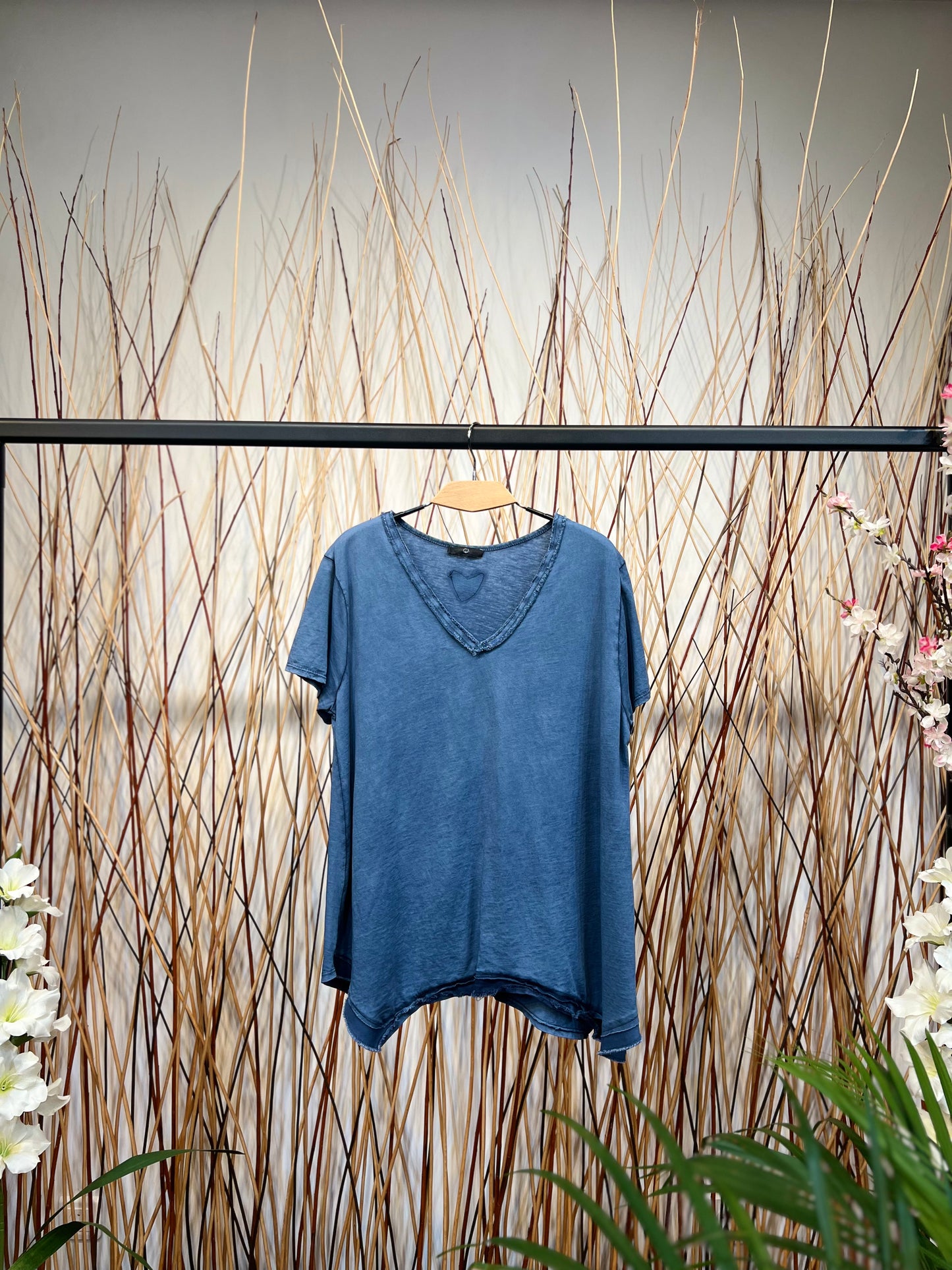T-Shirt 100% Coton Cœur Brodé Coupe Large