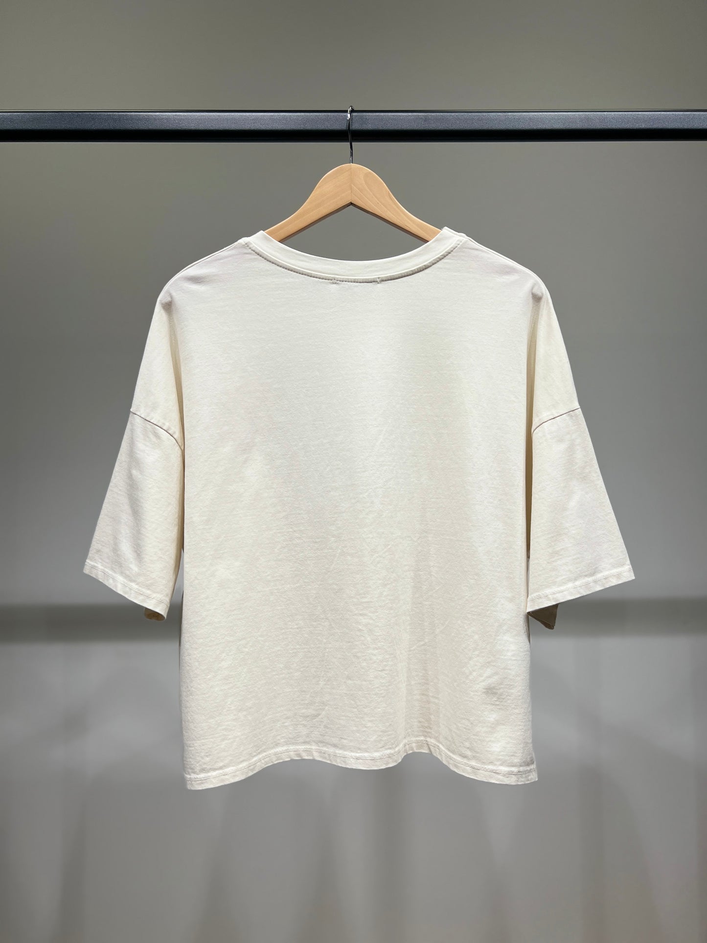 T-Shirt Large Cropped Manche Courte à Fleur Brodé 100% Coton