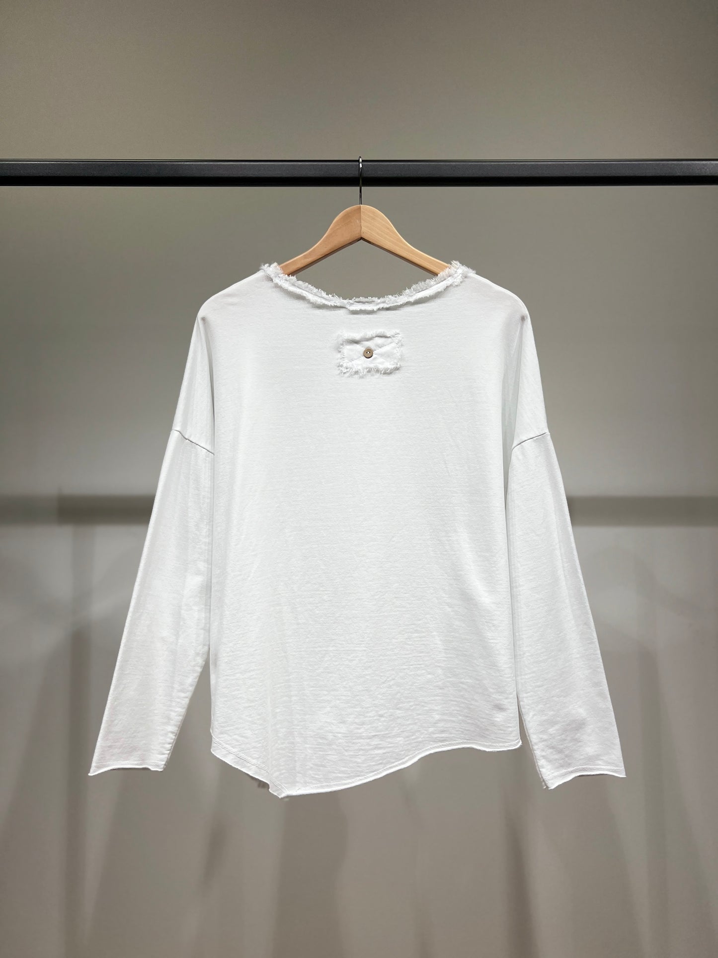 Pull Large Col Rond Coupe Asymétrique à Franges 95% Coton