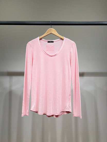 T-Shirt Simple Col Rond Chiné 100% Coton