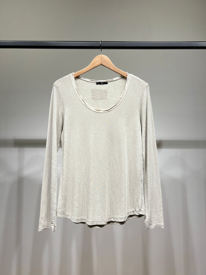 T-Shirt Simple Col Rond Chiné 100% Coton