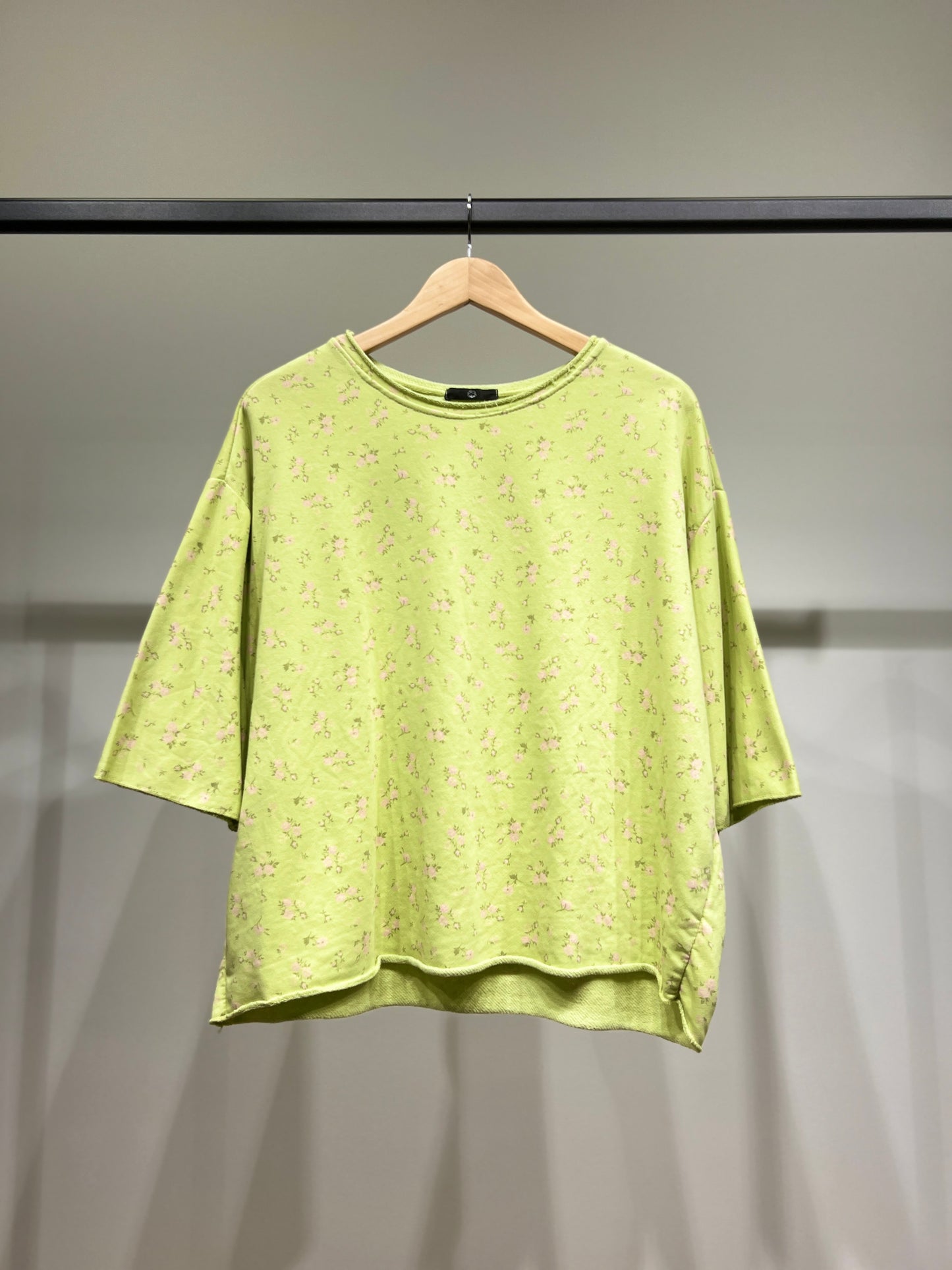 Sweat Large Col Rond Manche 3/4 à Motif Floral 70% Coton