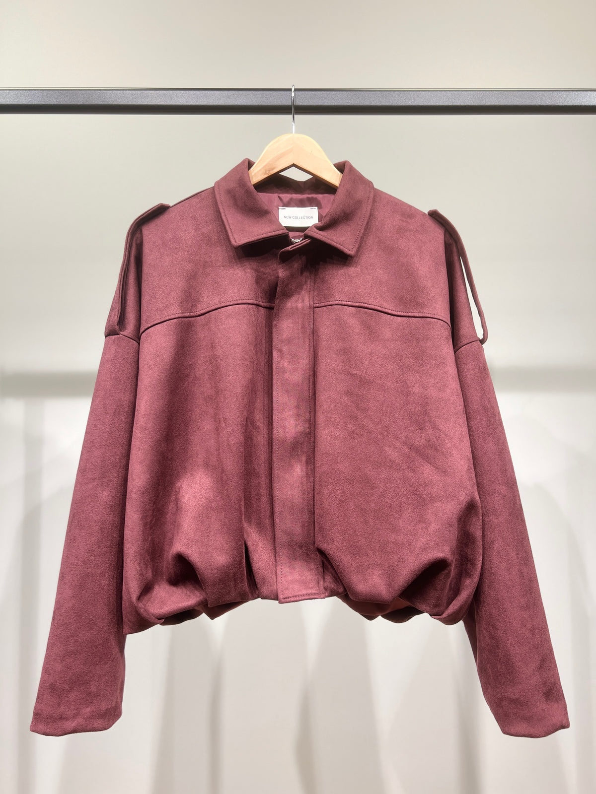 Blouson Large Zippé Coupe Blousante Épaulette Suédine