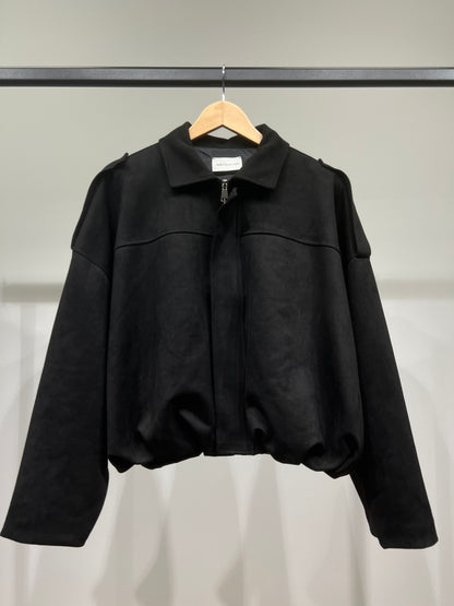 Blouson Large Zippé Coupe Blousante Épaulette Suédine