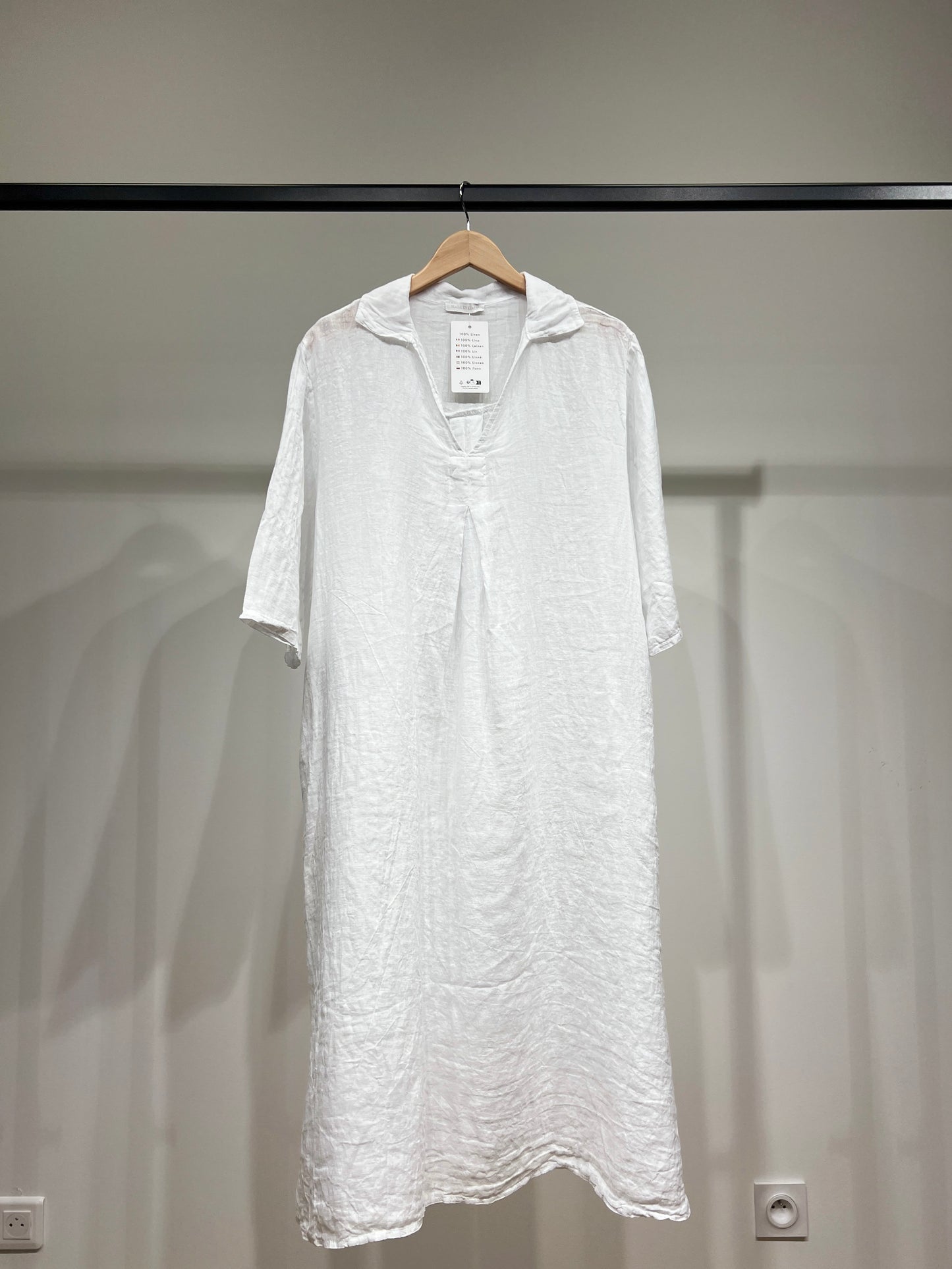 3/4 Sleeve V-Neck Tunic with Pockets 100% Linen