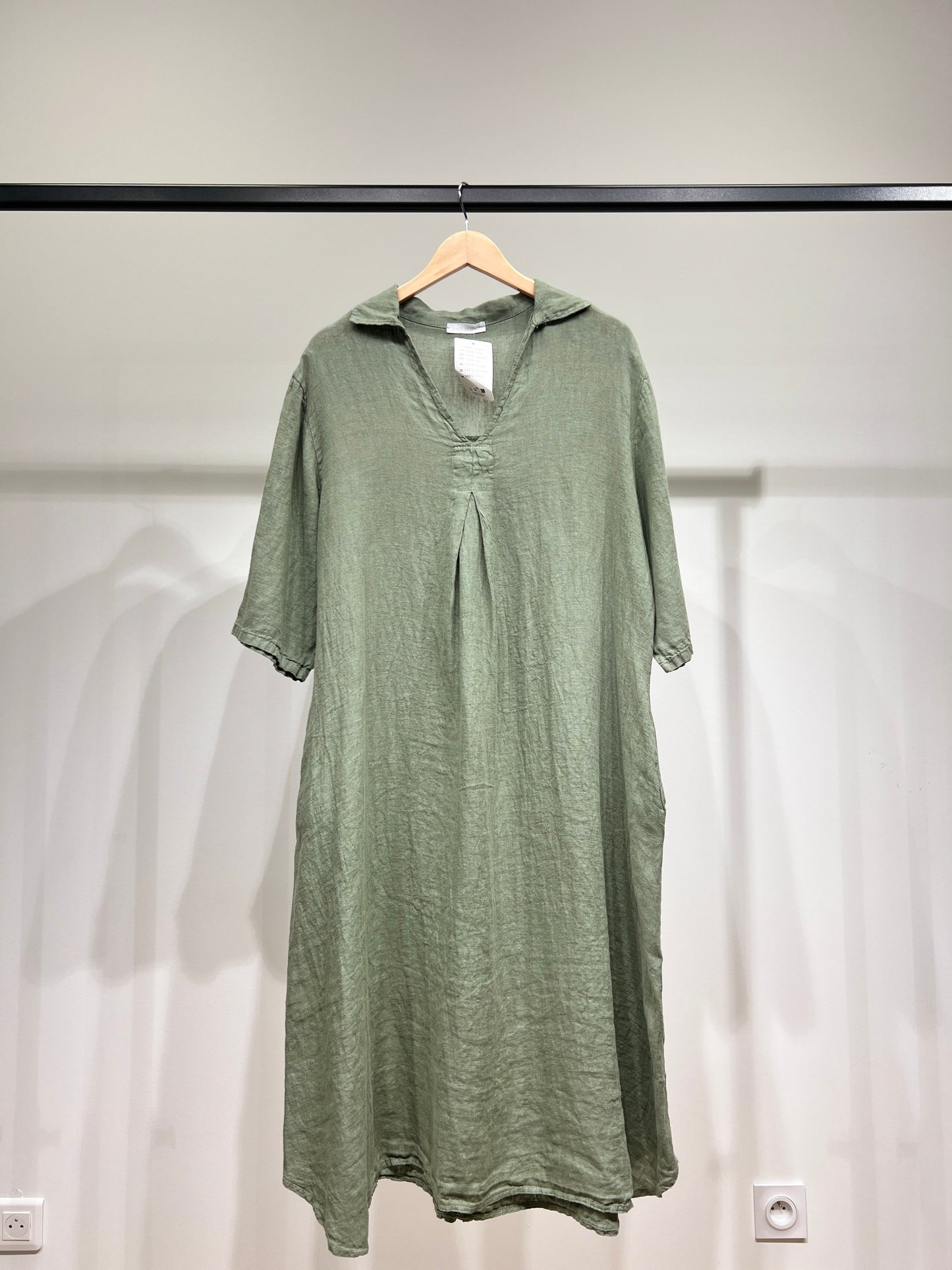 3/4 Sleeve V-Neck Tunic with Pockets 100% Linen