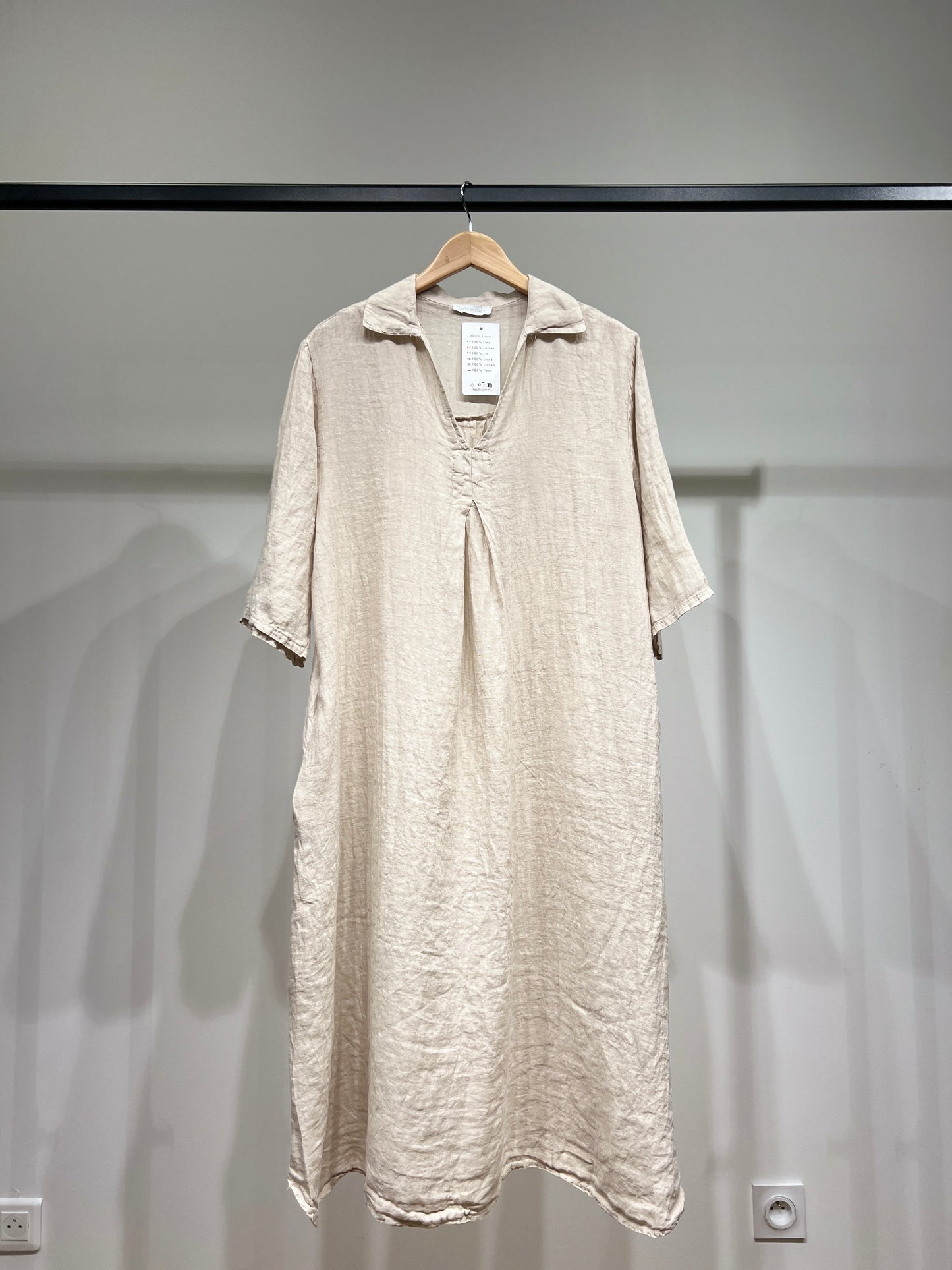 3/4 Sleeve V-Neck Tunic with Pockets 100% Linen