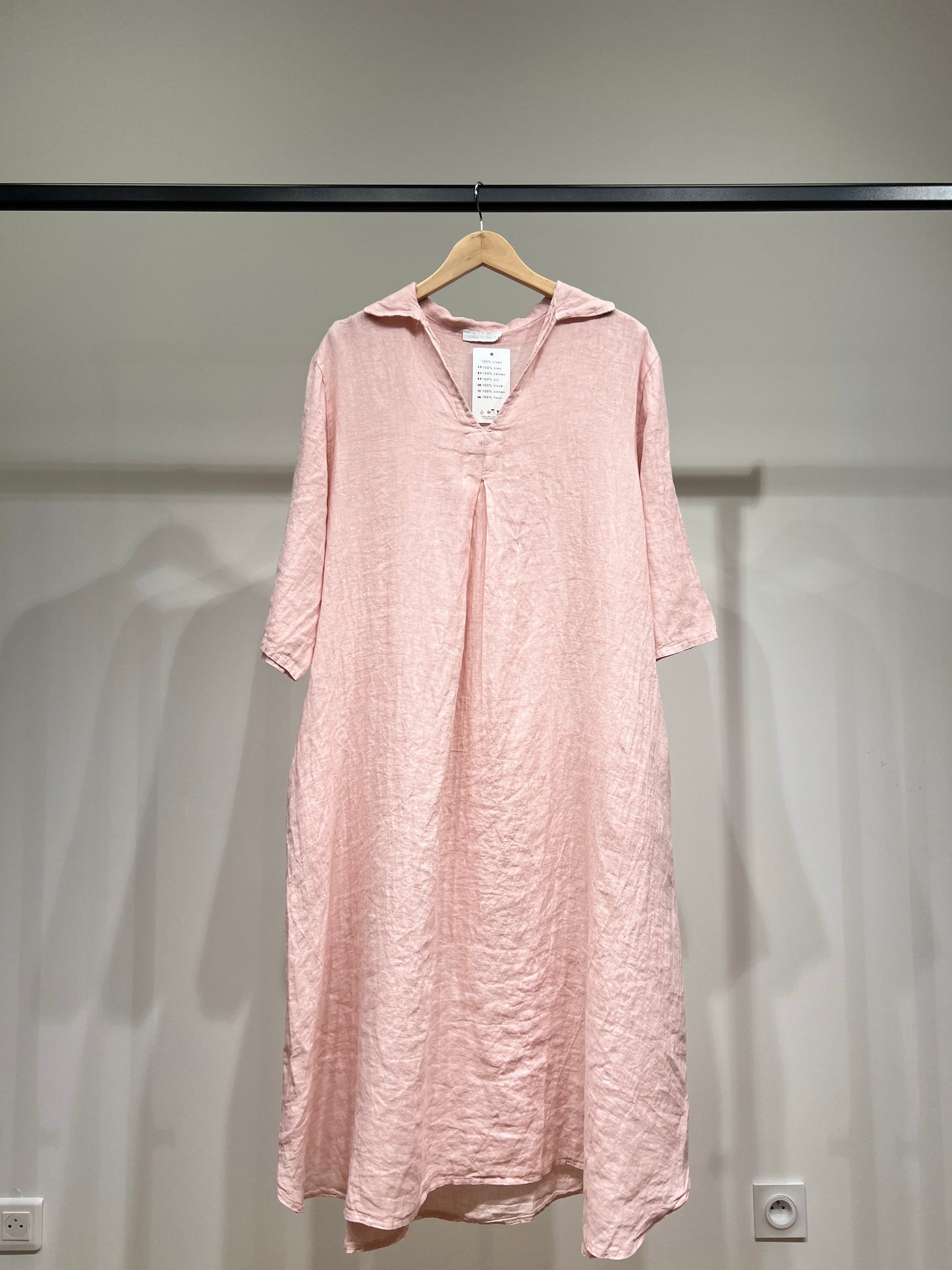 3/4 Sleeve V-Neck Tunic with Pockets 100% Linen