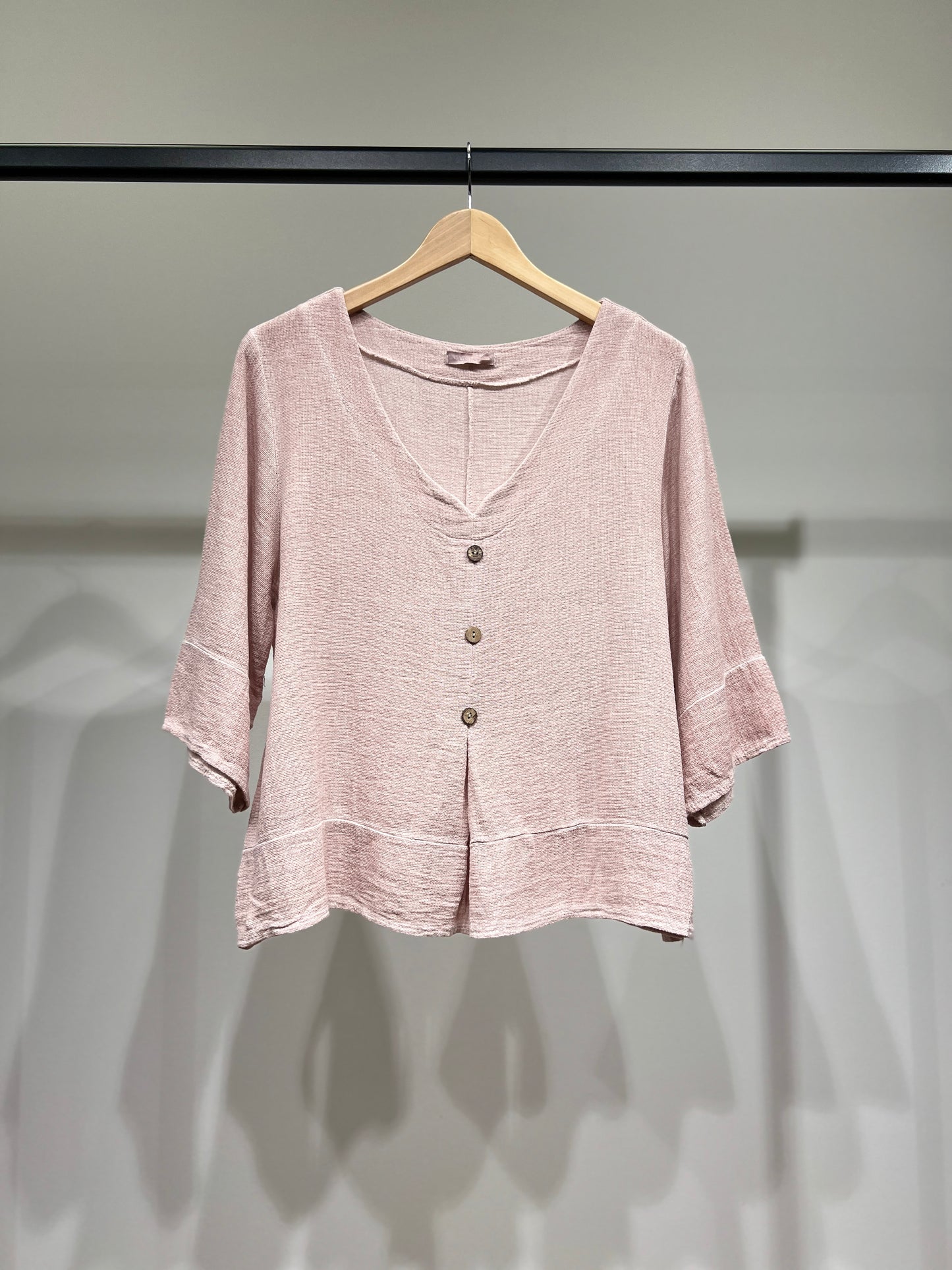 Pull Manche 3/4 Effet Cardigan 50% Lin & 50% Coton