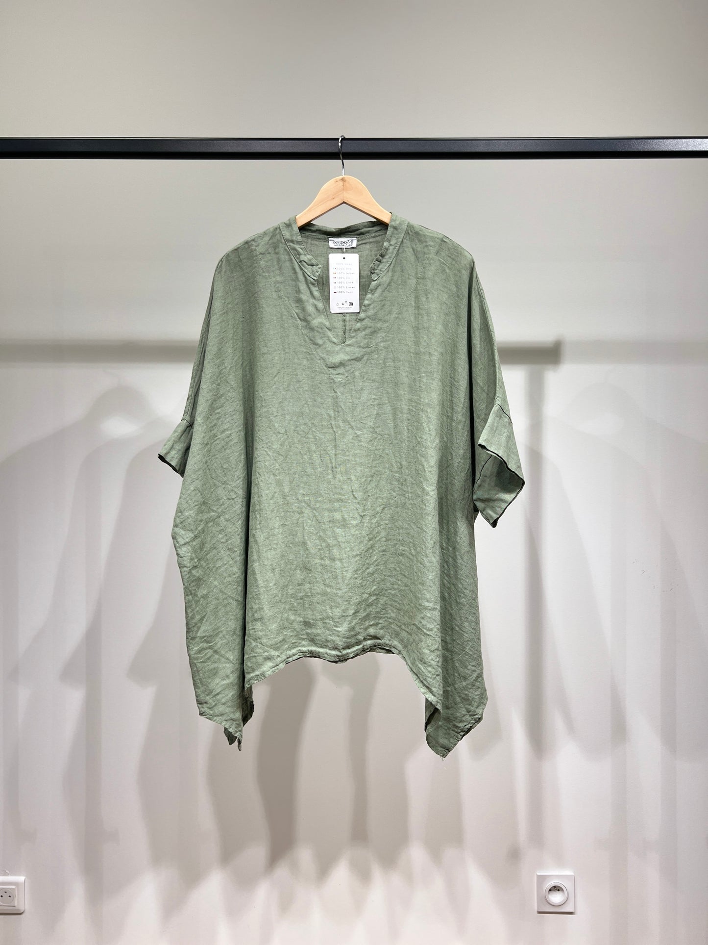 Tunique Large Manche 3/4 Col V 100% Lin