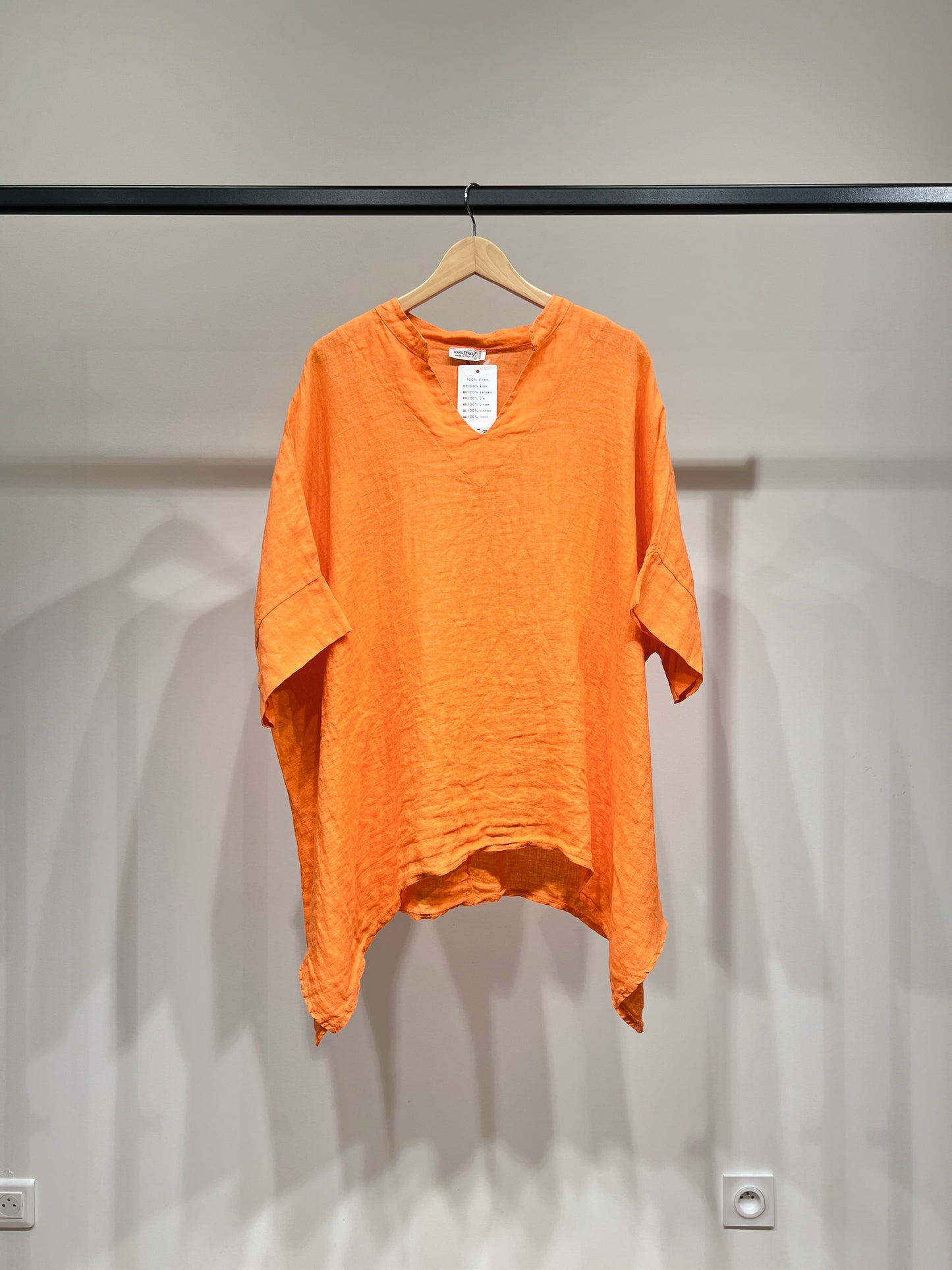 Tunique Large Manche 3/4 Col V 100% Lin