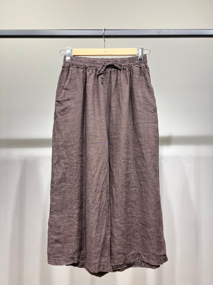 Lightweight 100% Linen Drawstring Capri Pants