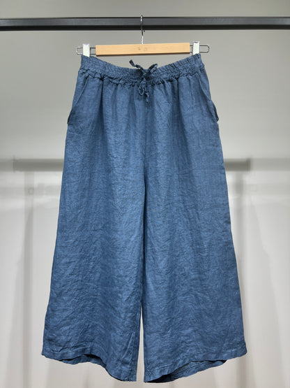 Lightweight 100% Linen Drawstring Capri Pants