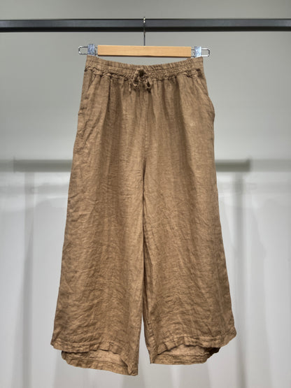 Lightweight 100% Linen Drawstring Capri Pants